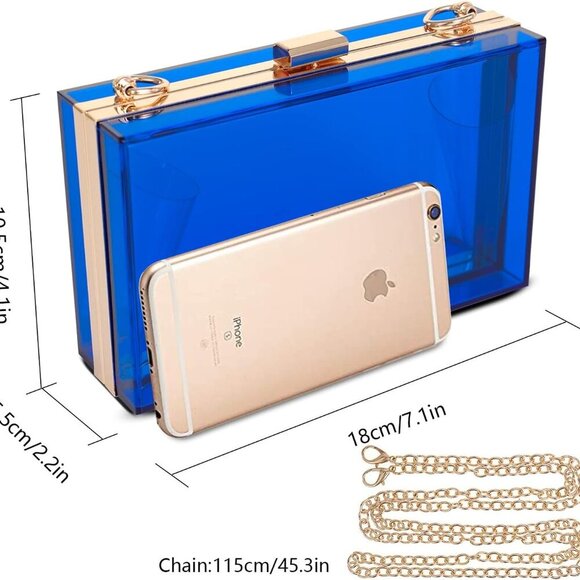 Women Clear Purse Acrylic Box Clutch Handbag, Small Transparent Crossbody Evenin - Picture 2 of 6